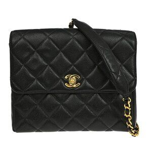 Chanel Black Calfskin Straight Flap Single Chain Shoulder Bag X